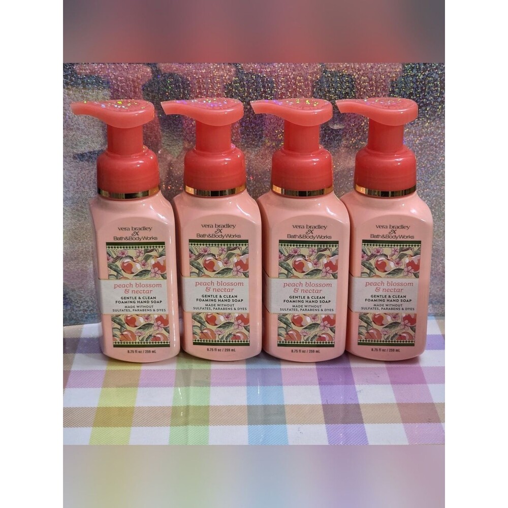 Bath & Body Works Vera Bradley Peach Blossom & Nectar Foaming Hand Soap Set of 4